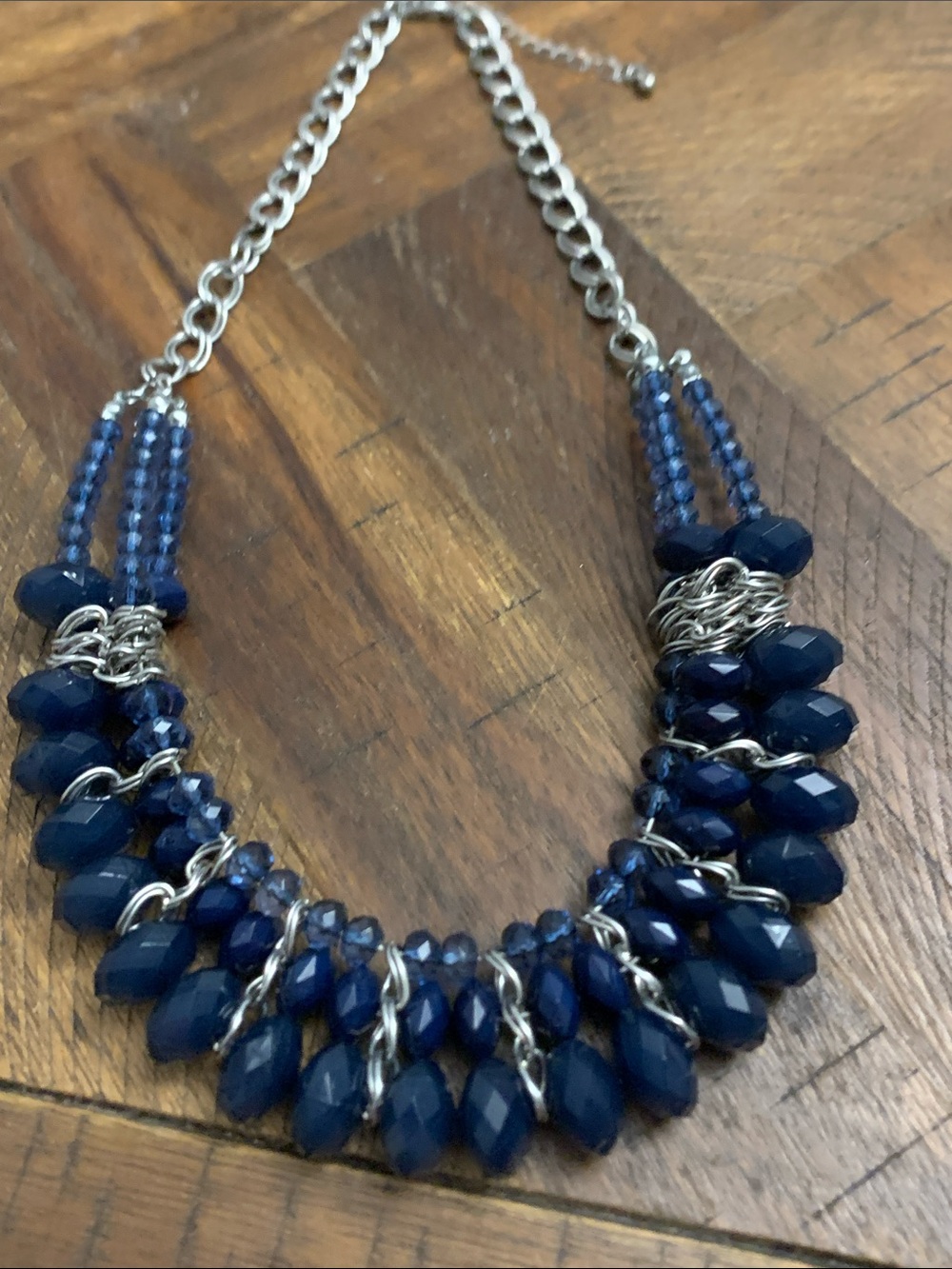 NWOT Navy Blue Beaded Statement Necklace - Women Jewelry